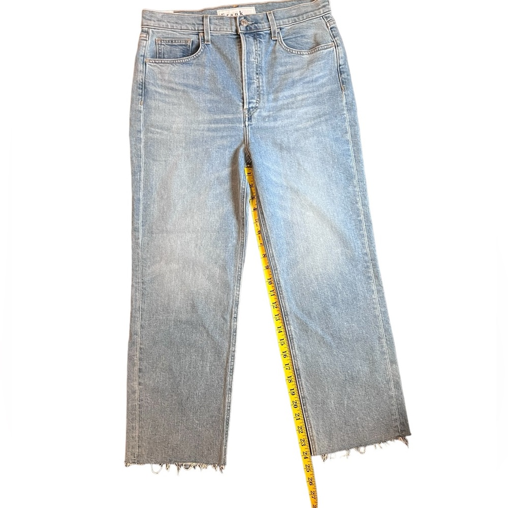 Frank & Eileen Monaghan Blue Denim Raw Hem Straight Leg Hi Rise Jeans Size 31 - Picture 12 of 14